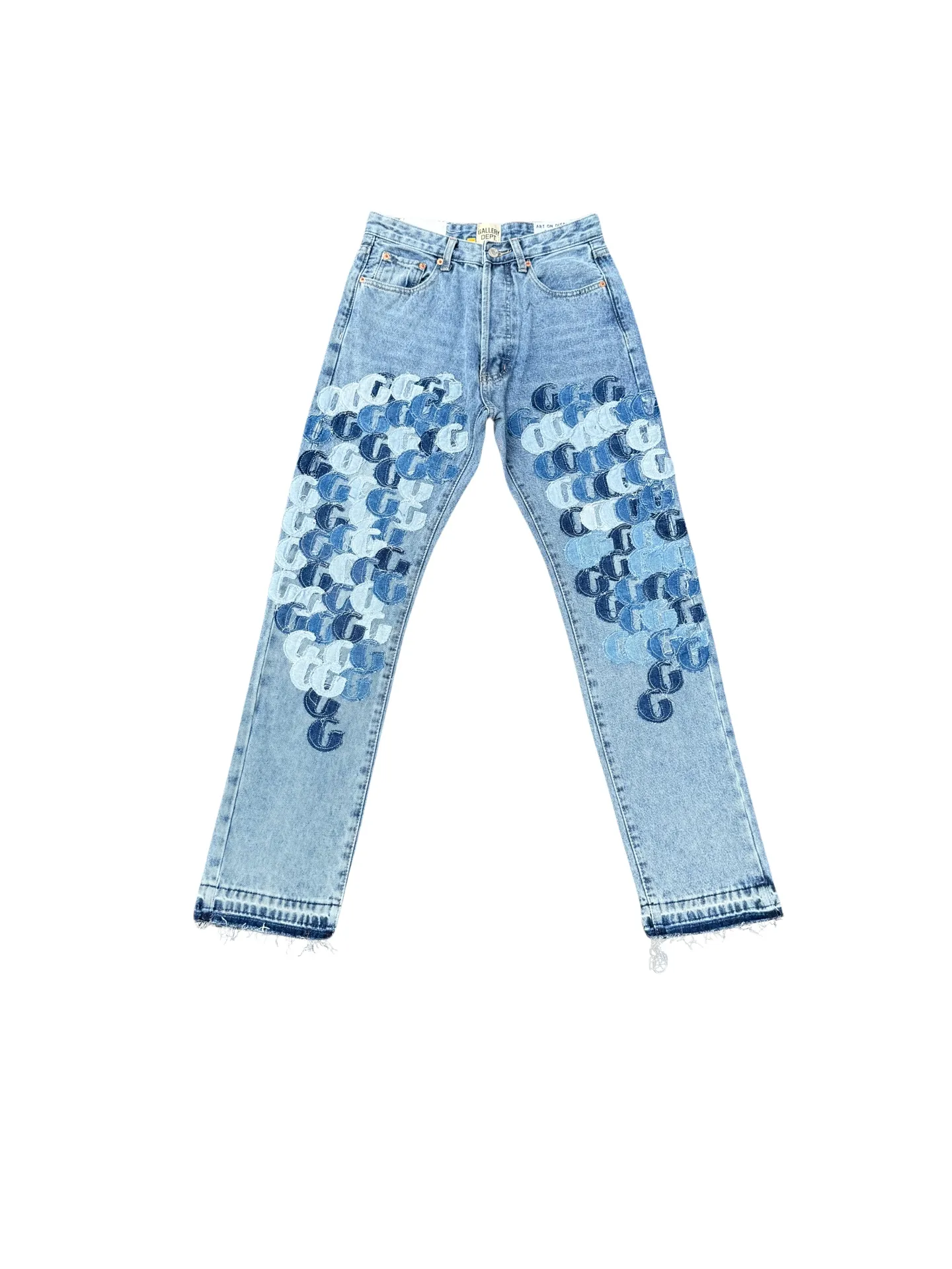 P286💰G77 GALLERY DEPT.G letter patch pudding 5001 denim washed and distressed spliced jeans -Original purchase and pattern making to truly restore the ultimate vintage texture -Original hardware accessories, washed and other elevators, QR code analysis are all purchased from the original factory, high degree of restoration, you are welcome to compare the products~ -Three-dimensional version, loose and comfortable, not picky about the figure, taller and slimmer, factory Seiko, original factory quality control, same style for men and women, can be matched with couples Versatile recommendation: must-have jeans for all seasons Color: blue Size: S-XXL (28-36)